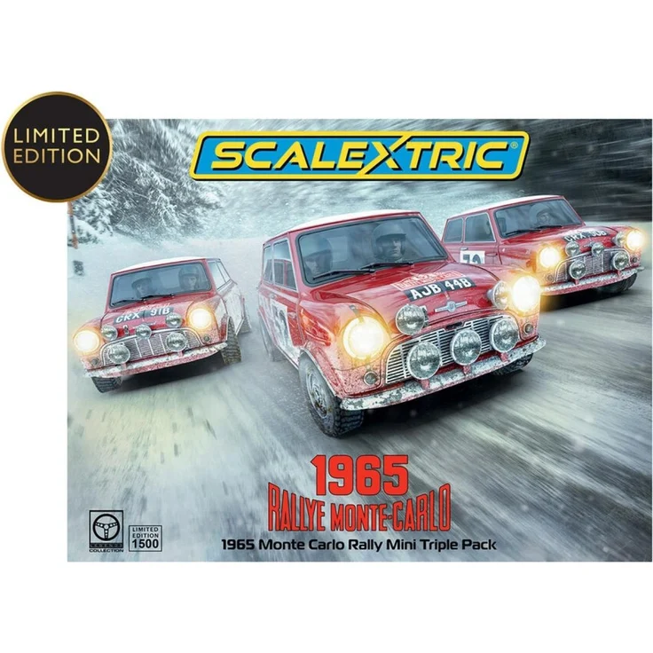 Scalextric 1965 Monte Carlo Rally Mini Triple Pack, 1:32 Modellautos im Set mit ikonischen roten Mini Coopers – Bild 1