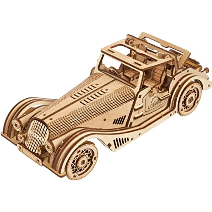 UGEARS Sports Car Rapid Mouse, 3D Holzpuzzle Bausatz für Erwachsene mit 222 Teilen, mechanisches Modellauto mit Rückzugsmotor und klappbarem Dach – Bild 1