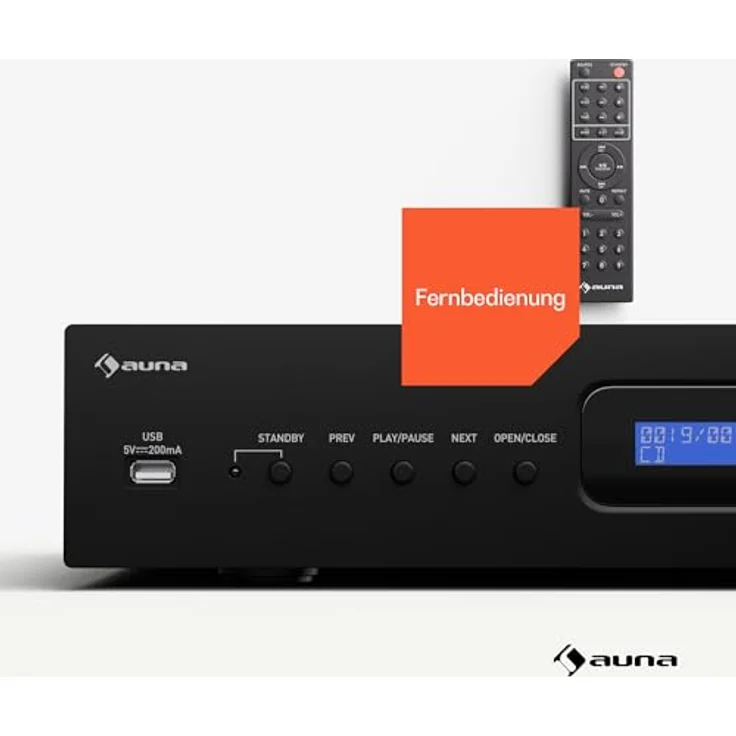 Auna Art22, HiFi CD-Player mit Slot-In Laufwerk, USB-Eingang, CD-MP3 Wiedergabe, 130 W Klangqualität, optische & koaxiale Ausgänge, Schwarz – Bild 4