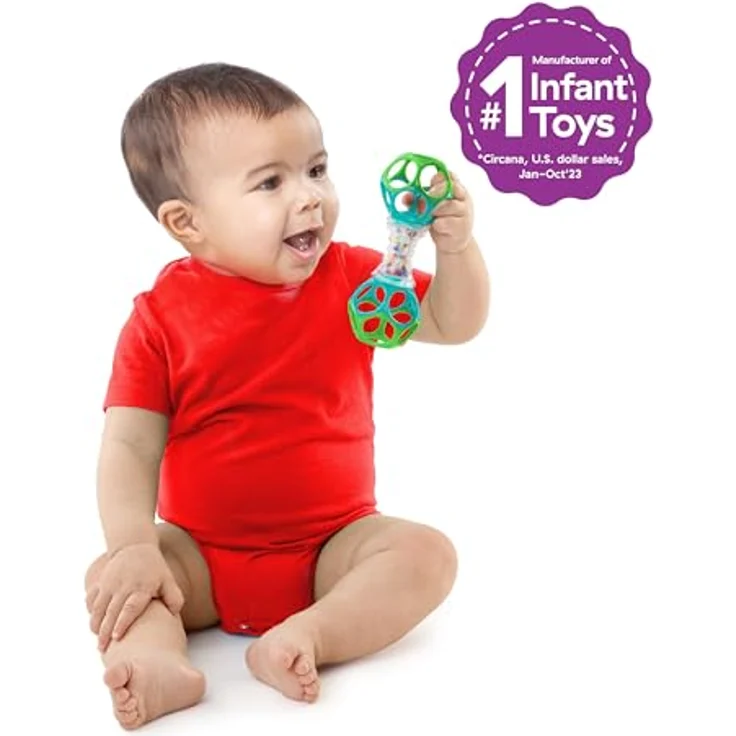 Bright Starts, Soothers & Shakers Geschenkset, 5 Spielzeuge und 2 Beißringe mit verschiedenen Texturen beruhigen wundes Zahnfleisch, Unisex, Neugeborene+ – Bild 2