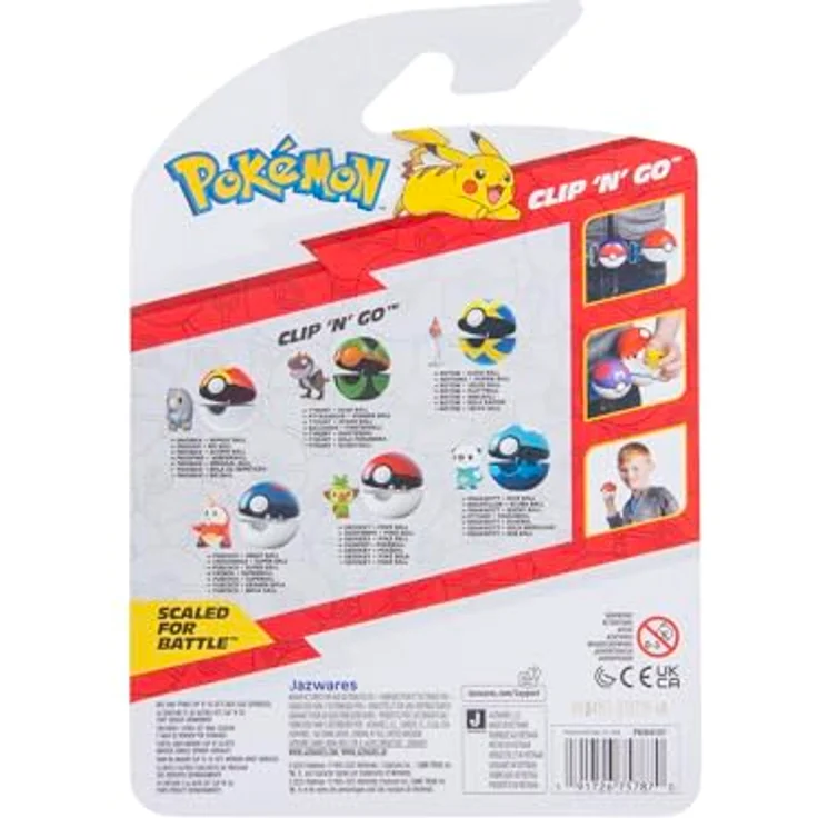 Jazwares Pokémon Clip 'n' Go Actionfigur Wave 21 Chimpep & Pokéball, 5 cm Sammelfigur für unterwegs, mit Clip-Mechanismus – Bild 2