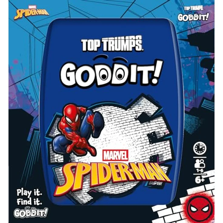 Top Trumps GODDIT Spider-Man Edition, Kartenspiel mit 55 Rätselkarten und 7 Minispielen, tragbare Metalldose, multilingual, für 2+ Spieler ab 6 Jahren – Bild 3