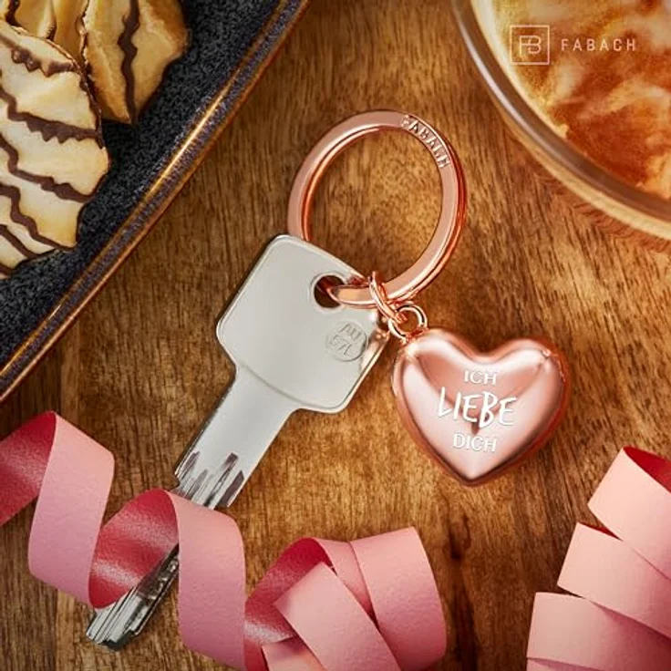 FABACH Liebe Schlüsselanhänger Herz mit Gravur - Ich liebe dich Schlüsselanhänger Partner - Herz Schlüsselanhänger Herz als Liebe Glücksbringer - Freundin Geschenk Liebe - Ich liebe dich – Bild 5