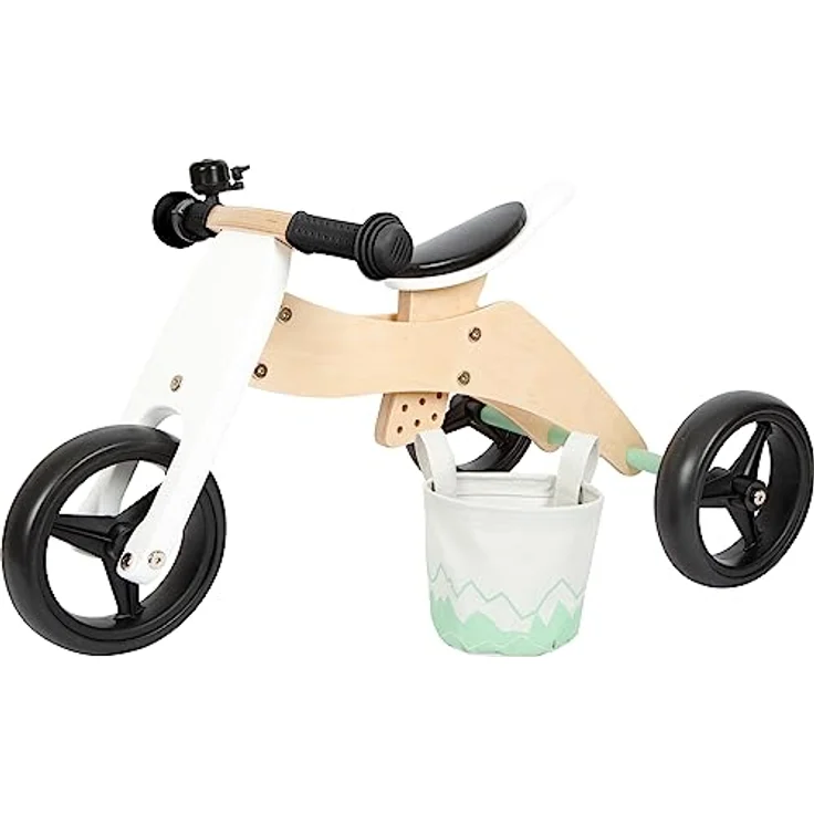 small foot Laufrad und Dreirad Salbeigrün aus Holz, 4in1, mit verstellbarem Sitz und gummierten Reifen, ab 1 Jahr, 12414 – Bild 5