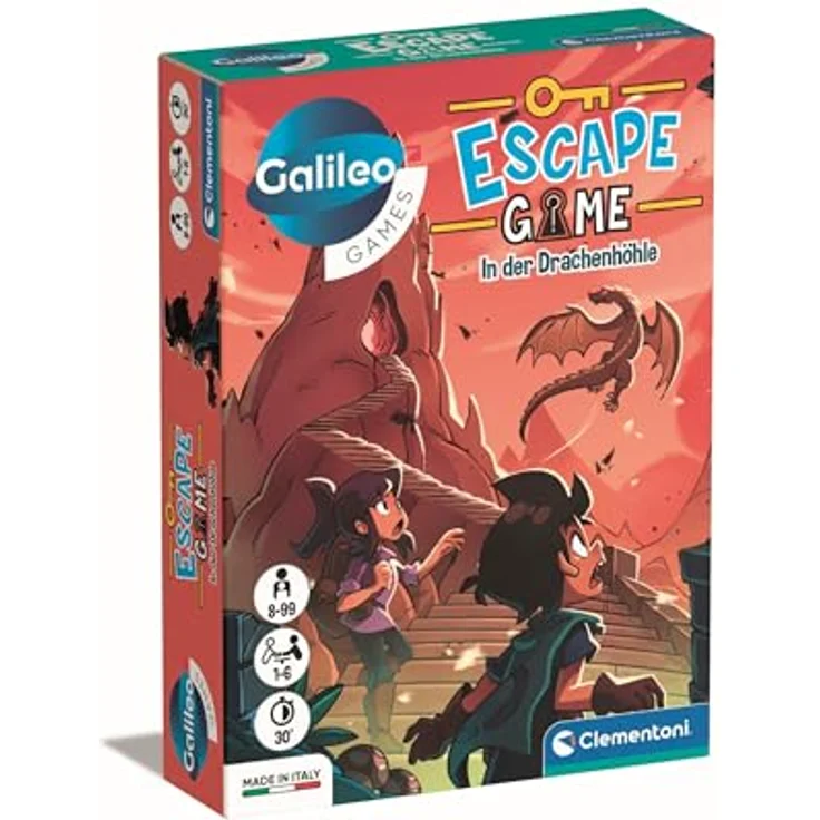 Clementoni Galileo Escape Game - In der Drachenhöhle, Escape Spiel für Kinder ab 8 Jahren, Rätsel- und Abenteuerspiel für Familie und Freunde 59368 – Bild 1