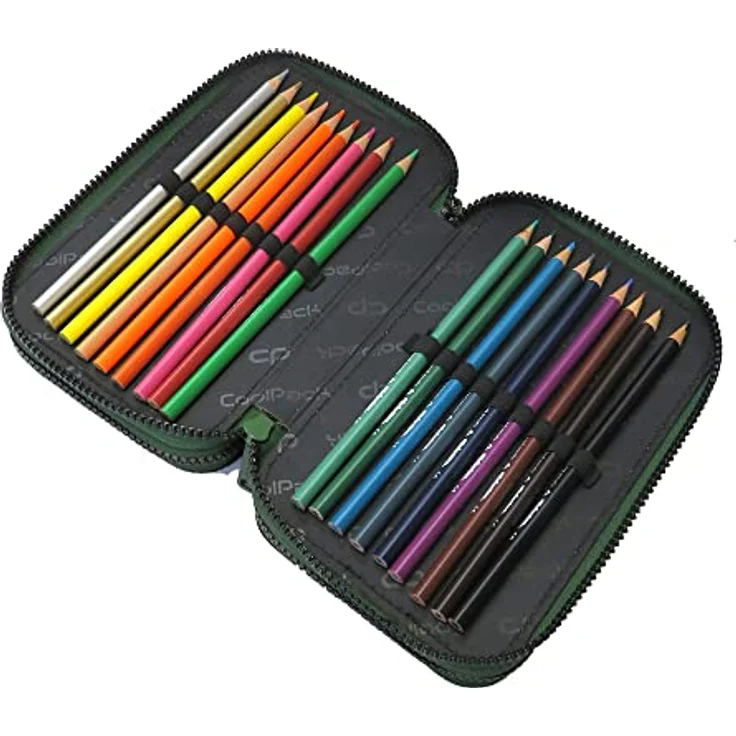 CoolPack XXL Federmäppchen 3-Fach, 44-teiliges Set für Schüler, Ombre Gradient Grass, grün – Bild 4