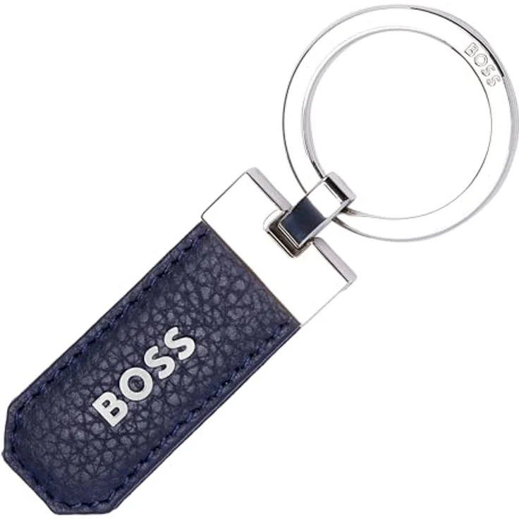 BOSS Schlüsselanhänger Classic Grained, Leder, Dark Blue, schlankes Design – Bild 1