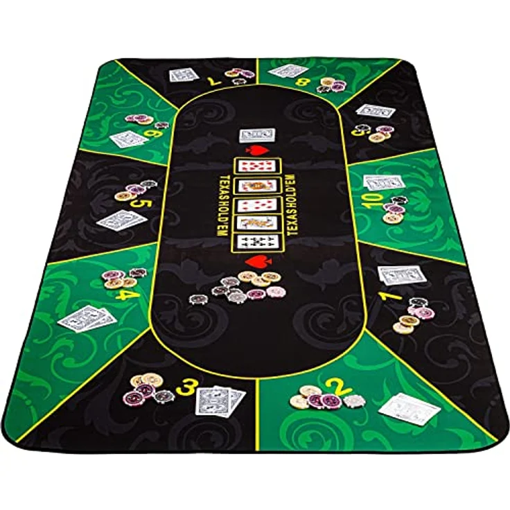 GAMES PLANET XXL Pokermatte, bis zu 10 Spieler, Maße 160x80cm, grün-schwarz, wasserabweisend, inkl. Tragetasche – Bild 2