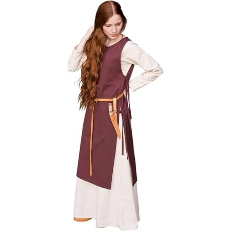 Burgschneider Überkleid Haithabu, Historisches Mittelalter-Kostüm in Braun, Unisex, Größe L aus Baumwolle
