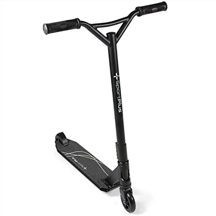 SportPlus Stunt/Freestyle Scooter Pro, eloxierter Aluminiumrahmen, ABEC 9 Kugellager, 4-Fach verschraubte Lenkerklemme, 100 mm PU-Wheels mit Alu Kern, TPR Handgriffe