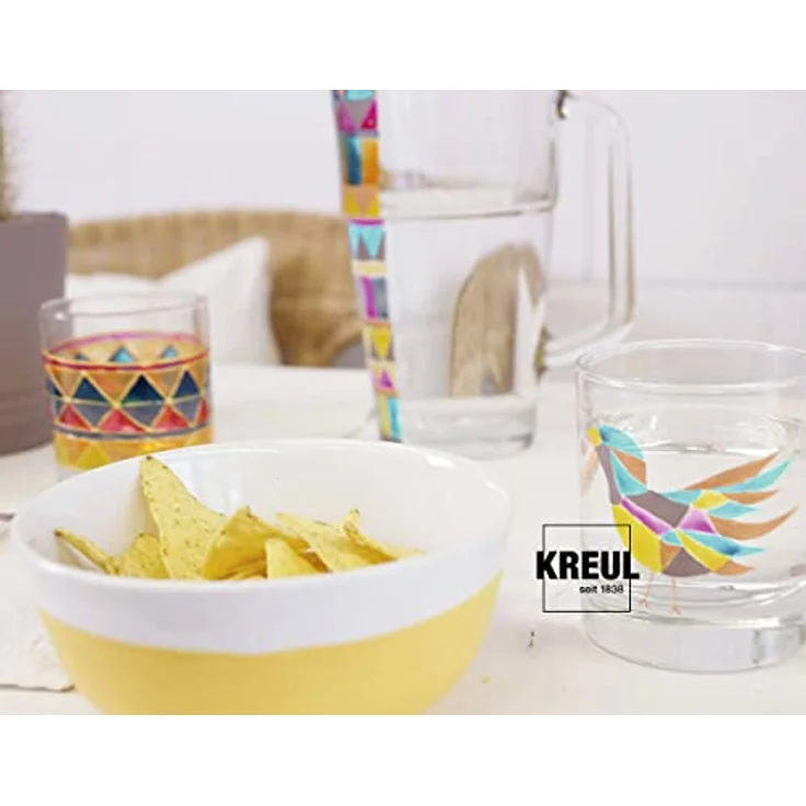 KREUL 16296 - Glass & Porcelain Clear wasserblau, im 20 ml Glas, transparente Glas- und Porzellanmalfarbe auf Wasserbasis, schnelltrocknend, glasklar – Bild 3