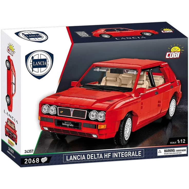 Cobi Lancia Delta, Modellauto im Maßstab 1:12, 2.068 Teile, rote Karosserie, mit drehbaren Rädern und detailliertem Innenraum