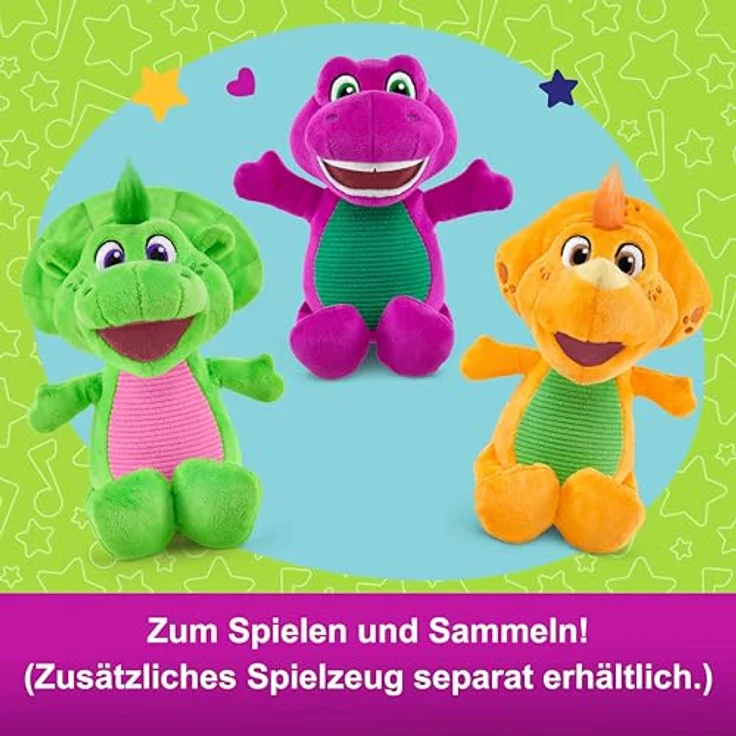 Fisher-Price Barney Plüsch-Dinosaurier-Figur, ca. 16,5 cm groß, kuschelige Rollenspiel-Action für Kinder ab 2 Jahren, HVF40 – Bild 5