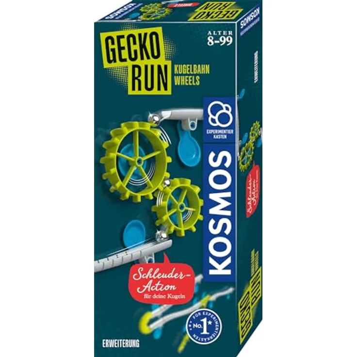 Kosmos 621315 Gecko Run - Wheels-Erweiterung, Zubehör für vertikale Kugelbahnen, mit Rädern für spektakuläre Effekte, für Kinder ab 8 Jahre