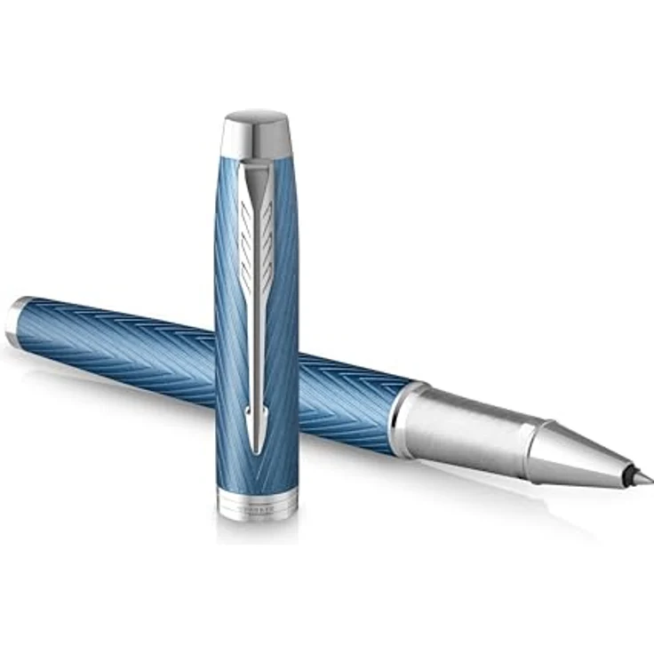Parker IM Premium Rollerball-Stift, eleganter Schreibstift mit blaugrauem Metallic-Gehäuse und glatter Schreibspitze – Bild 1