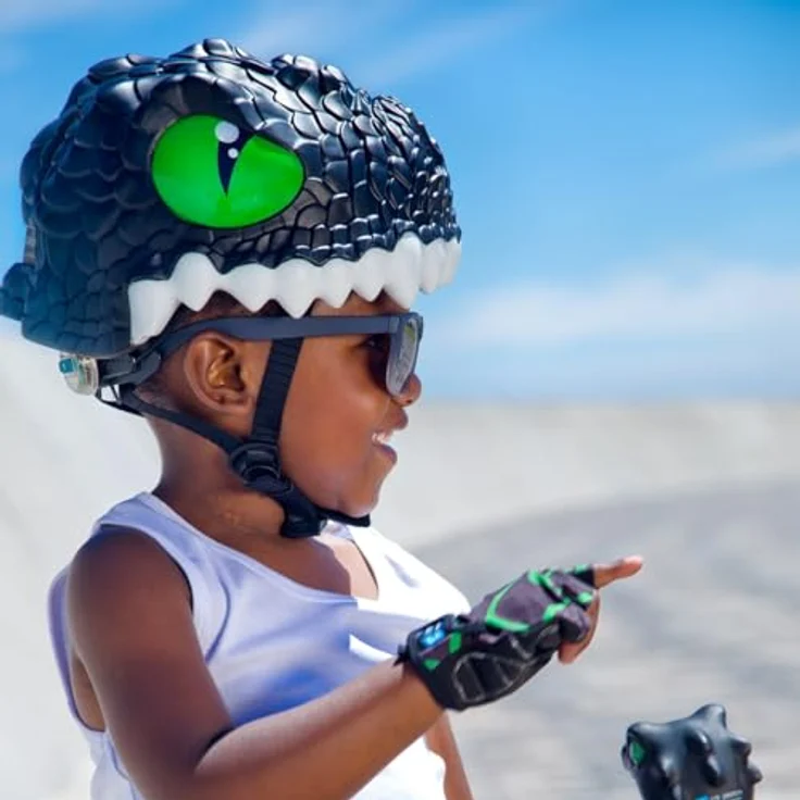 Crazy Safety Kinder Fahrradhelm | Leichter und Verstellbarer 3D Tierhelm 49-55 cm (Drache Schwarz) – Bild 4