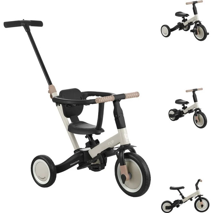 Kikkaboo Dreirad Flip 5 in 1, Stahlrahmen, rutschfeste Griffe, verstellbar, Schwarz – Bild 1