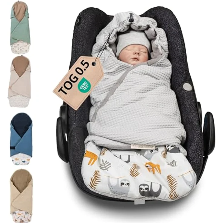 ULLENBOOM Einschlagdecke für Babyschalen Sommer, atmungsaktiv, 100% Baumwolle, OEKO-TEX zertifiziert, ideale Temperaturregelung ab 17°C – Bild 1