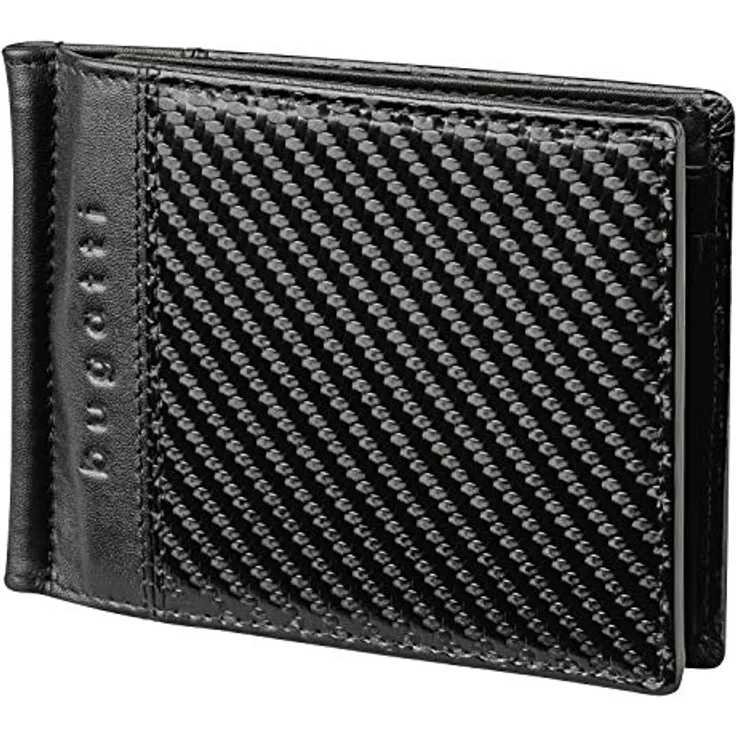 Bugatti Comet Geldbörse mit Geldklammer Herren Leder - Portemonnaie Herren Querformat Schwarz – Geldbeutel Portmonee Wallet Brieftasche Männer Portmonaise RFID