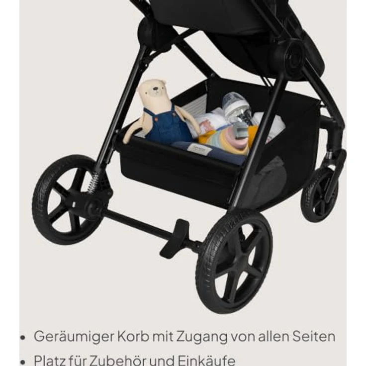 Lionelo Greet 3in1 Kombikinderwagen mit Babyschale und Sportsitz, Leichtgewicht, UPF50+, Wendbarer Sportsitz, Schwarz – Bild 10