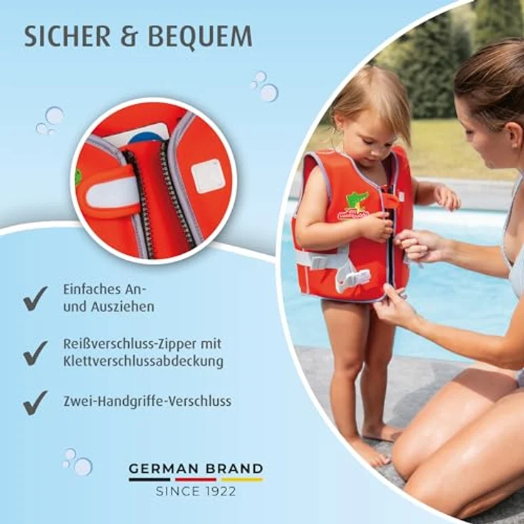 Reer myswimbuddy Schwimmlernweste | Schwimmhilfe für Babys und Kleinkinder | Größe S | Neopren | 15-19kg | Blau – Bild 5