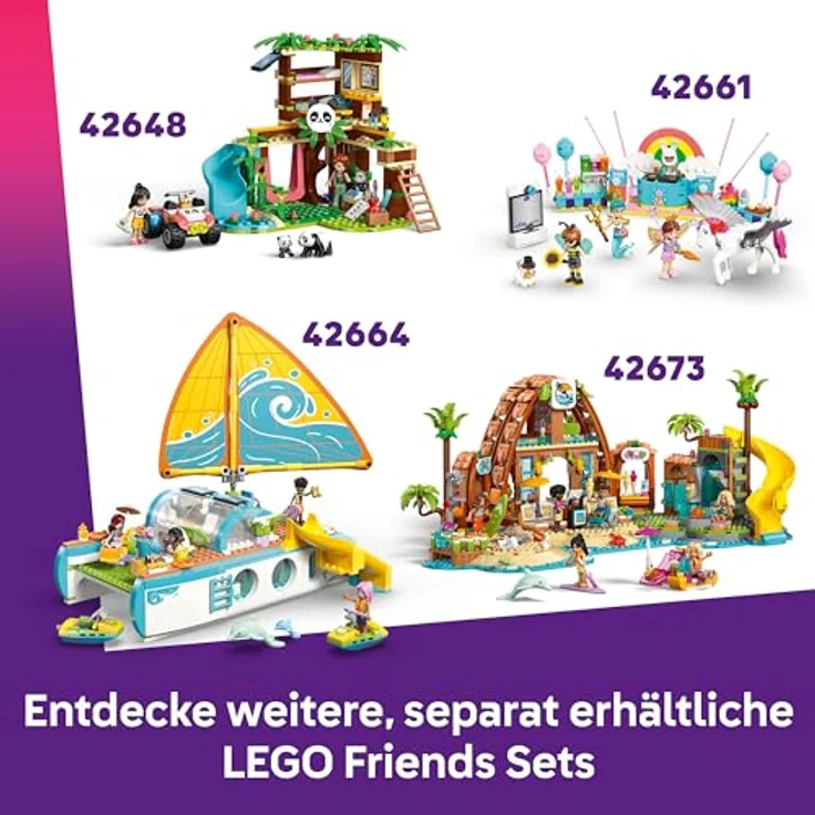 LEGO Friends 42671 Pflanzencafé und Blumenkiosk, Spielset mit 4 Mini-Puppen, Straßenbahn und 1138 Teilen, Mehrfarbig – Bild 7