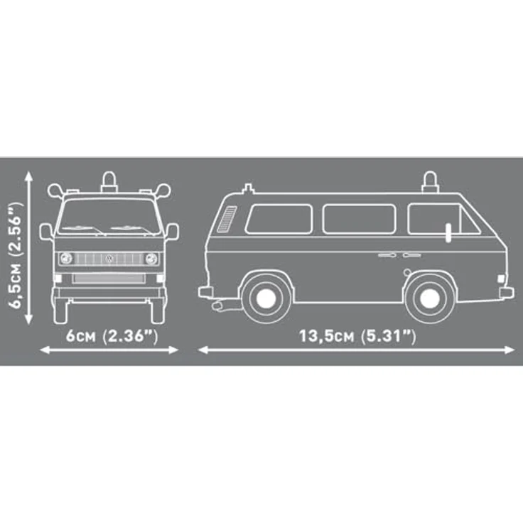 Cobi COBI-24637 Volkswagen T3 Polizei Bausatz, 146 Teile, Maßstab 1:35, detailgetreue Drucke – Bild 3