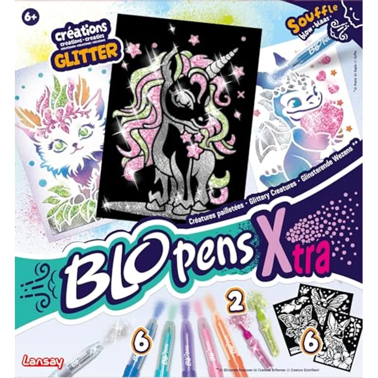 Blopens Kreativset Sprühstifteset X-TRA, Airbrush Effekt mit 6 Fantasietier-Schablonen und Glitzereffekt – Bild 5