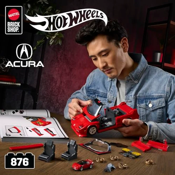 Mattel® Modellbausatz Brick Shop Hot Wheels, ELITE SERIES Acura NSX, Maßstab 1:16, 876-tlg, inkl. Die-Cast-Auto und individuelle Gestaltungsmöglichkeiten – Bild 2
