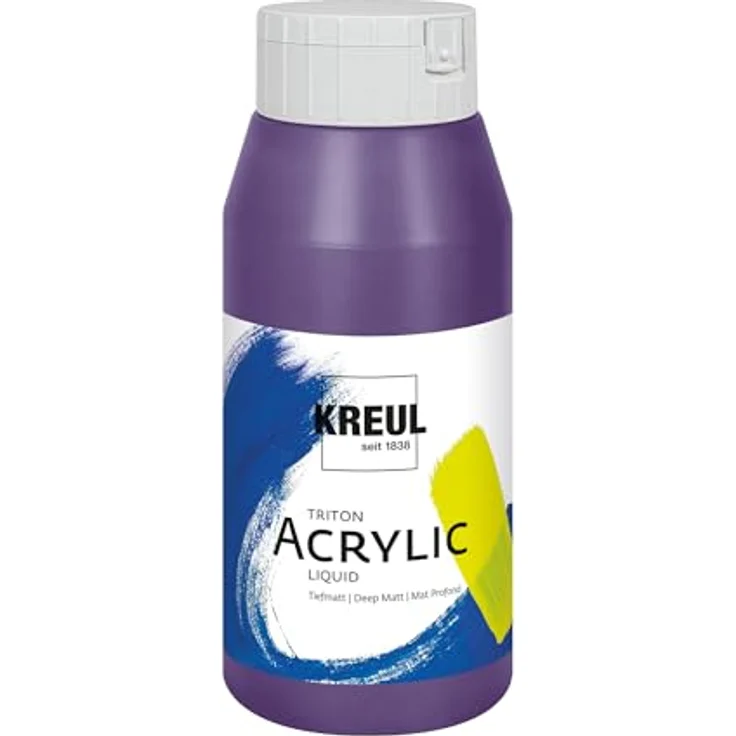 KREUL Triton Acrylic Liquid Violett 750 ml, Künstler-Acrylfarbe in Studienqualität mit fließendem Charakter und tiefmattem Finish – Bild 1