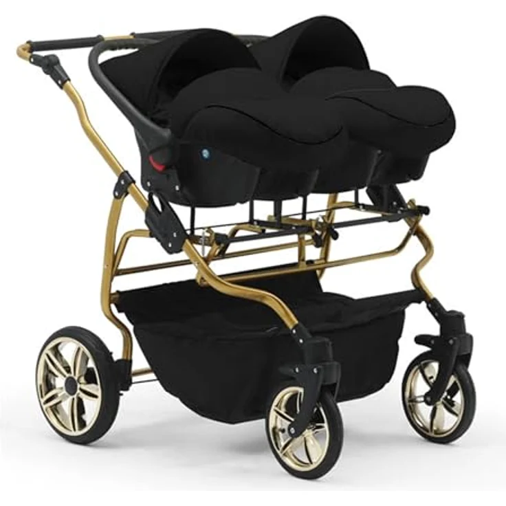 Elcar Zwillingskinderwagen Duet Lux Goldedition 5 in 1 inkl. 2 Autositzen und 2 Iso Bases, 14 Teile, in 20 Farben verfügbar – Bild 4