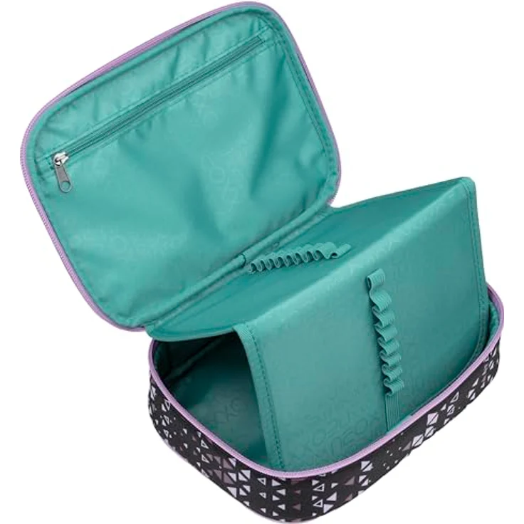 neoxx Schlamperbox Dunk Purple Crush, Federmäppchen mit Platz für 1 Geodreieck und 26 Stifteschlaufen, ca. 23,5 x 17 x 6,5 cm, aus recycelten PET-Flaschen – Bild 4
