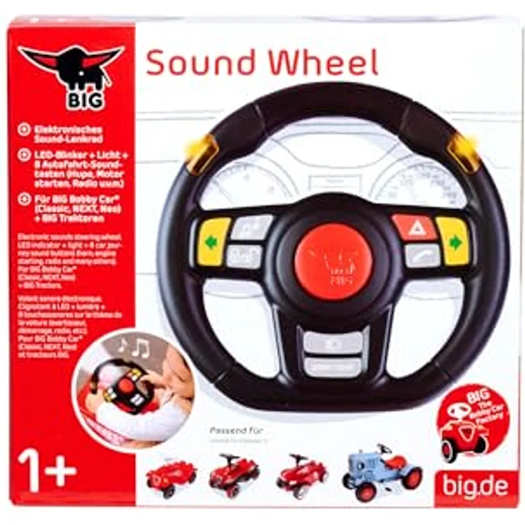 BIG Spielfahrzeug-Lenkrad BIG Sound Lenkrad, mit Licht- und Soundeffekten, kompatibel mit BIG Bobby Cars und Traktoren, batteriebetrieben – Bild 7