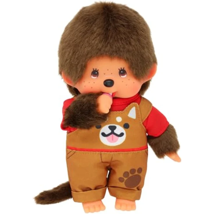 MONCHHICHI Kuschelpuppe Junge mit Latzhose und Hundedesign, 20cm Plüschspielzeug – Bild 3