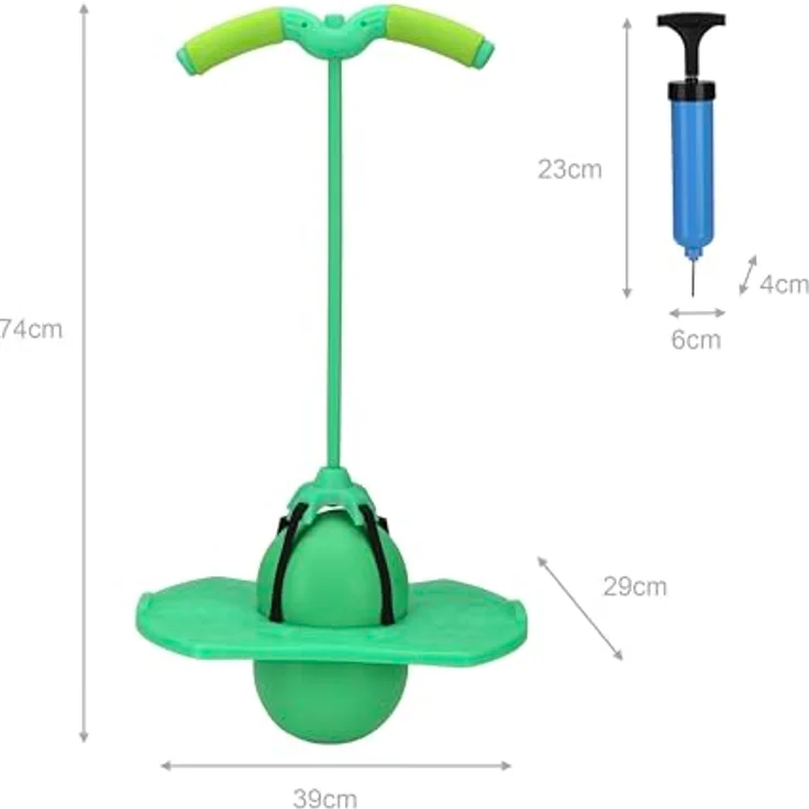 Relaxdays Pogo-Ball, Hüpfgerät für Kinder mit gepolsterter Griffstange und elastischem Gummiband, verschiedene Farben verfügbar – Bild 4