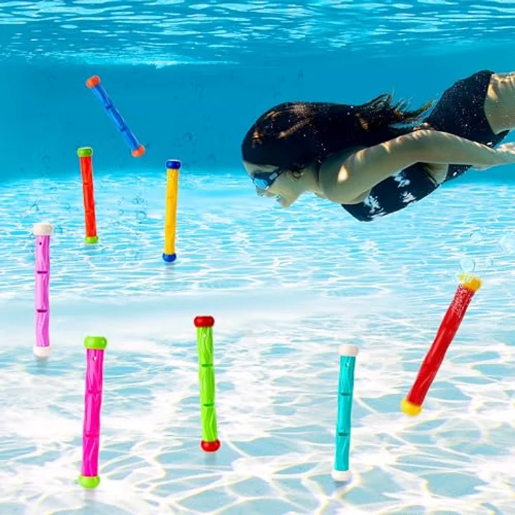 JOYIN 8 Stücke Tauchstäbe, buntes Wasserspielzeug für Kinder, 19 cm, ungiftig und lichtbeständig – Bild 3