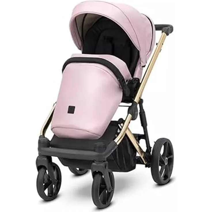 Kunert Arizo Premium 15 Baby Pink Eco Kinderwagen, goldener Rahmen