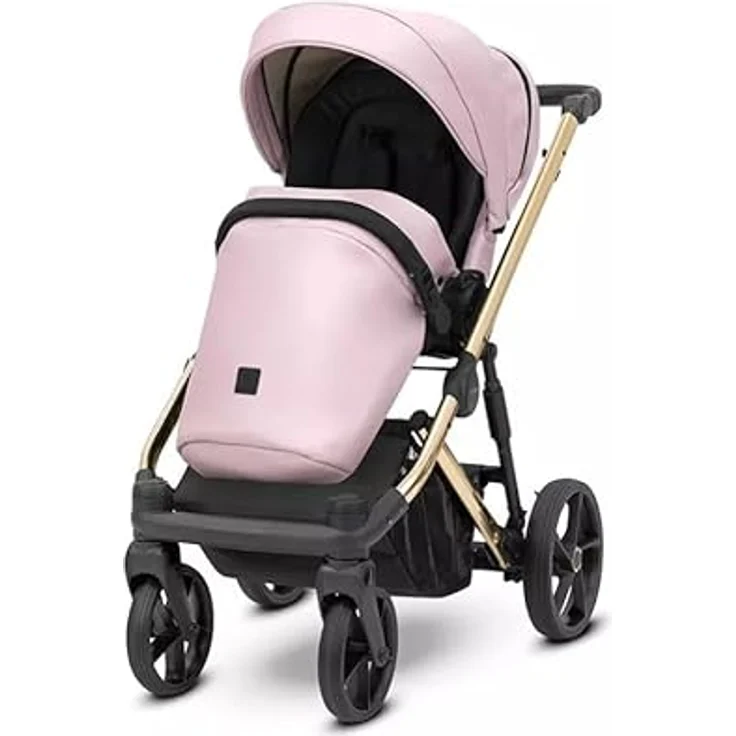 Kunert Arizo Premium 15 Baby Pink Eco Kinderwagen, goldener Rahmen