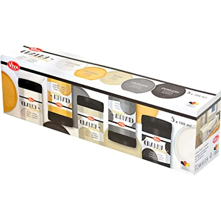 Viva Decor Chalky deckend Klassisch, 5er-Set Malfarben für Porzellan, Glas und Terrakotta – Bild 3