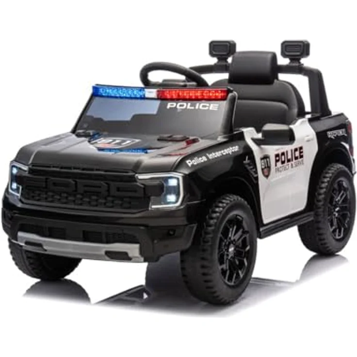 Chipolino Kinder Elektroauto Ford Police mit Bluetooth, Fernbedienung, Gurt, MP3, in schwarz – Bild 2