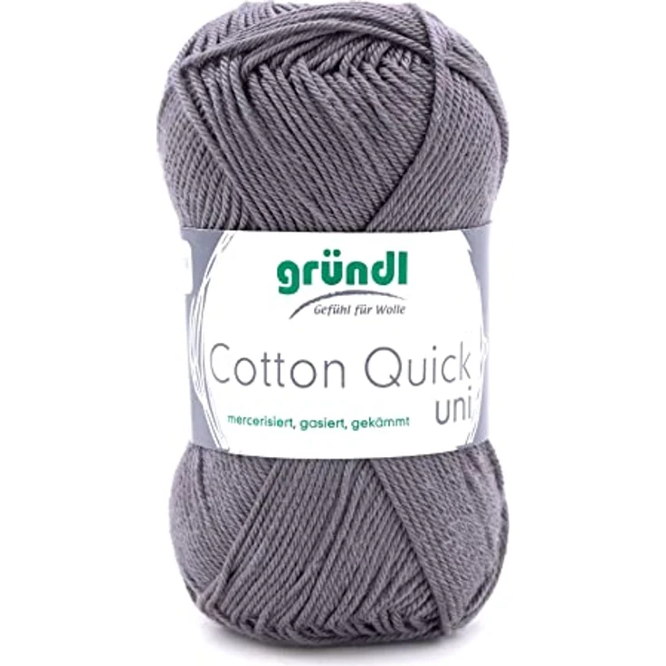 Gründl Cotton Quick Uni Strickgarn/Häkelgarn (farbenfrohes Garn aus 100 % Baumwolle, OEKO-TEX zertifiziert, 50 g / 125 m, Nadelstärke: 3 - 4, 1 x 50 g), Mausgrau – Bild 1