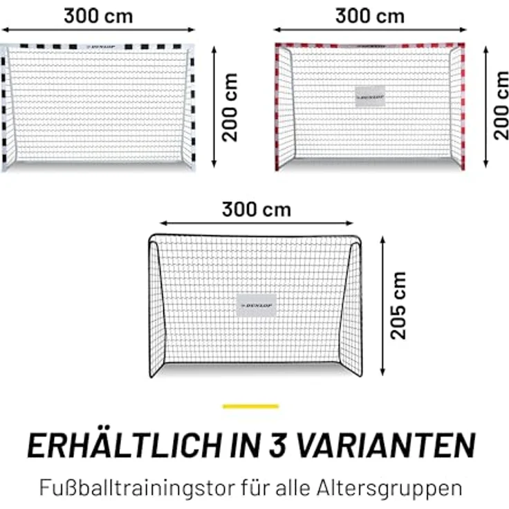 DUNLOP Fußballtor - Fussballtor 300 x 205 x 120 cm - Metall, Schwarz - Für Garten Kinder und Erwachsene, Innen und Außen - Einfache Montage – Bild 3