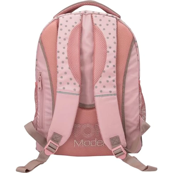 Depesche 14009 TOPModel Dots, Rosa Schulrucksack mit Model Motiv, Punkte-Muster und Glitzer, 2 Hauptfächer, verstellbare Träger, ca. 40 x 30 x 19 cm – Bild 2