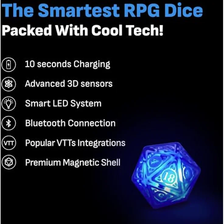 GoCube Particula GoDice D20 Connected Dice, intelligenter RPG-Würfel mit 3D-Sensoren und Bluetooth, einfarbig – Bild 4