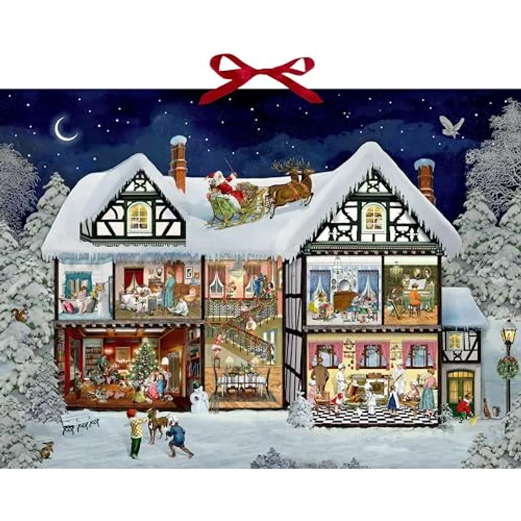 COPPENRATH DIE SPIEGELBURG Adventskalender Wandkalender, dekorativer Kalender mit nostalgischen Szenen und Glitter, 24 Türchen