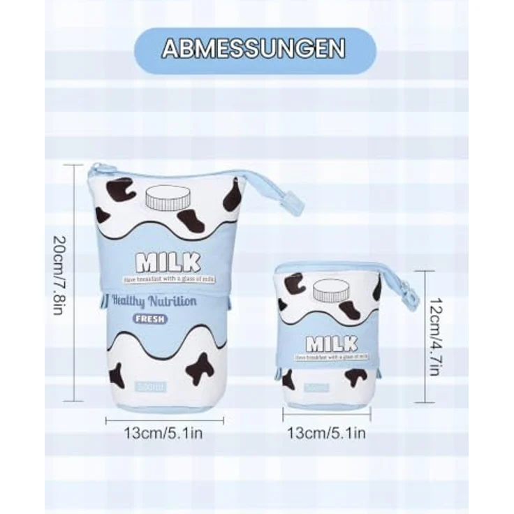 Xespis Teleskopisches Federmäppchen mit Reißverschluss, Blau Milch, geräumiges 2-in-1 Design, ideal für Schule und Freizeit – Bild 2