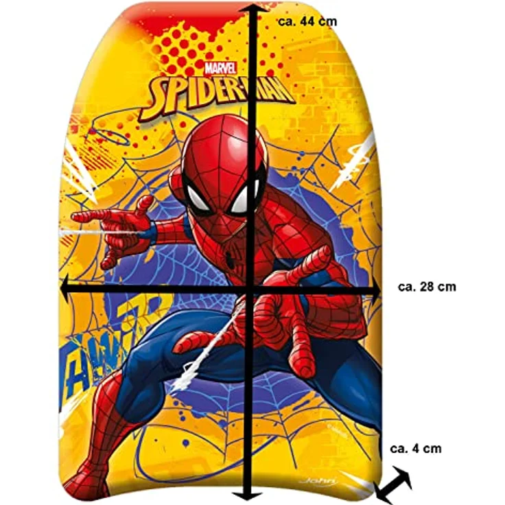 John 79226 Spiderman Schwimmbrett Spider-Man-Schwimmhilfe für Kinder, blau gelb, 43 x 32 x 3,5 cm – Bild 3