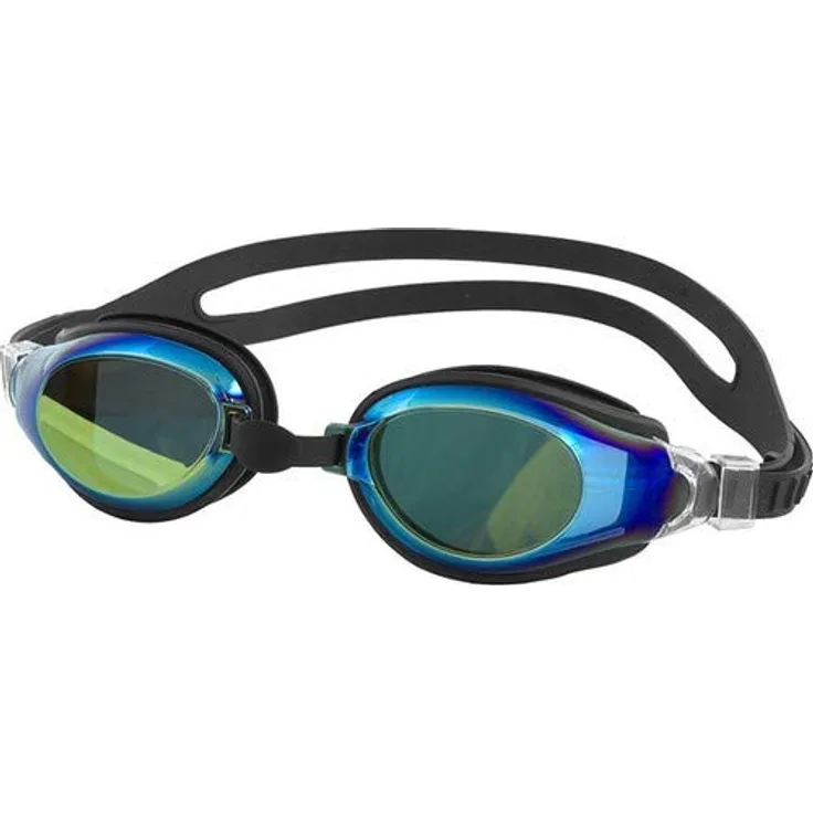 Aqua-Speed Herren Champion New Adjustable Schwimmbrille, Black/Mirror Lens, Einheitsgröße