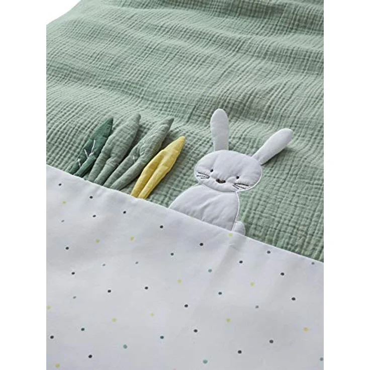 Vertbaudet Baby Bettbezug,Green Rabbit mit Musselin grün 80X120 – Bild 3