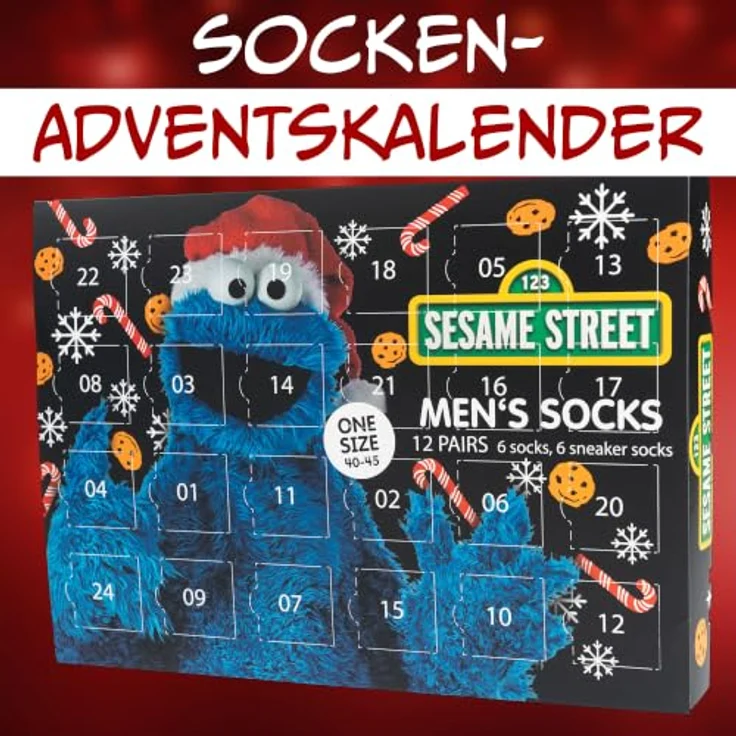 United Labels Sesamstraße Adventskalender, 12 Paar Socken für Herren in Größe 40-45, Mehrfarbig, Sneakers und lange Socken – Bild 3
